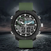 Analog-Digital Sports Watch: Chronograph, Dual Time, Alarm, Stopwatch, Water-Resistant, Shock-Resistant, Back Light Display- The Perfect Watches for Men LCDA8017